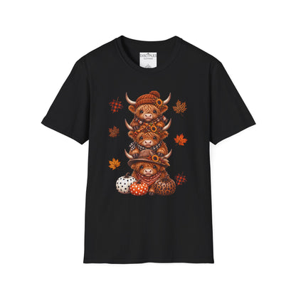Autumn Highland Cow Stack T-Shirt
