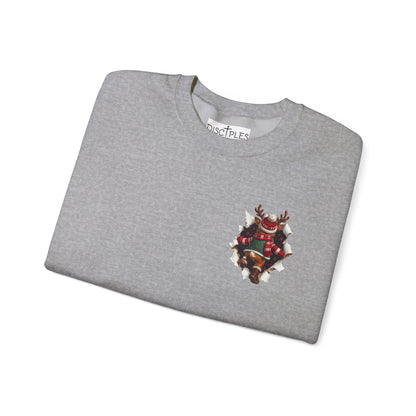 Christmas Reindeer Crewneck Sweatshirt — Cute Vintage Holiday Deer Design