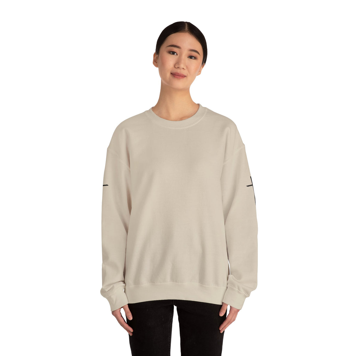 Crewneck Sweatshirt — Minimal Cross Sleeve Design