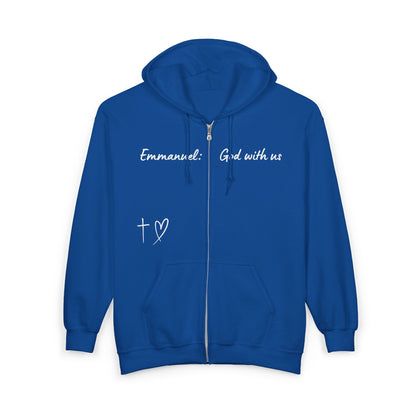 Emmanuel: God With Us Zip Hoodie — Christian Faith Full-Zip Sweatshirt