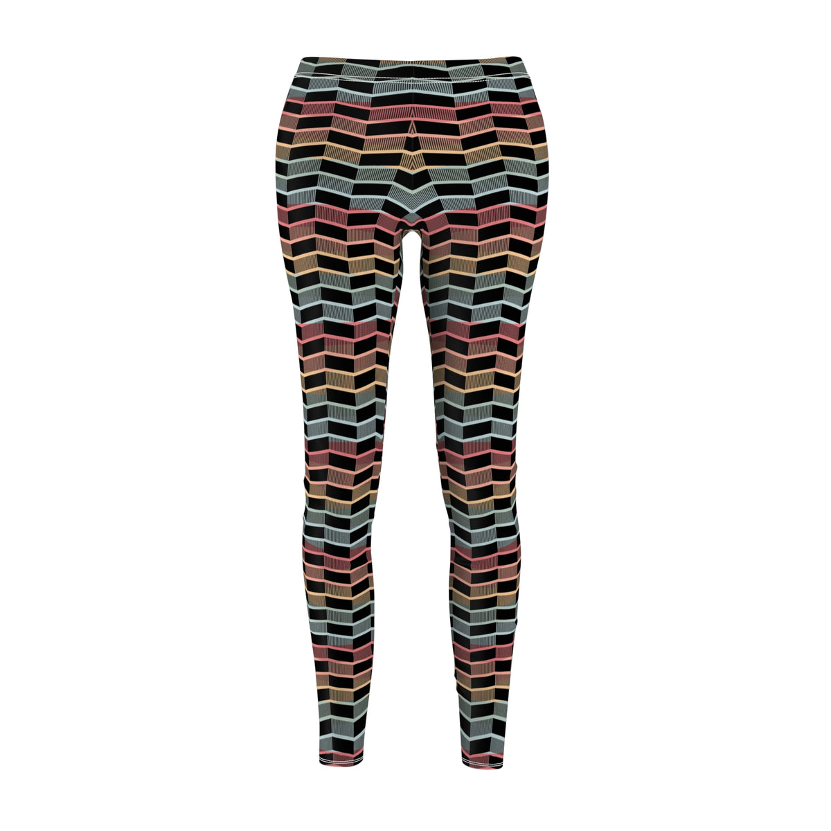 Rainbow Geometric Striped Leggings