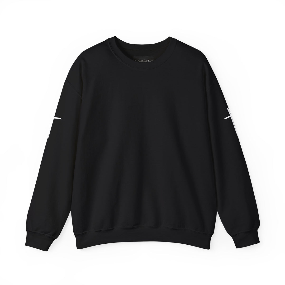 Crewneck Sweatshirt — Minimal Cross Sleeve Design