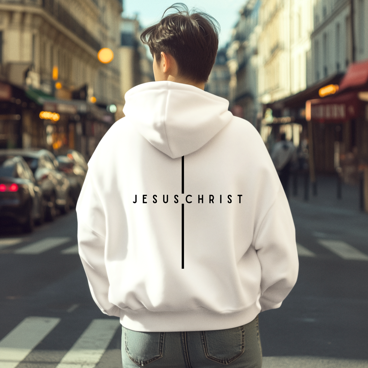 Jesus Christ Minimalist Cross Hoodie