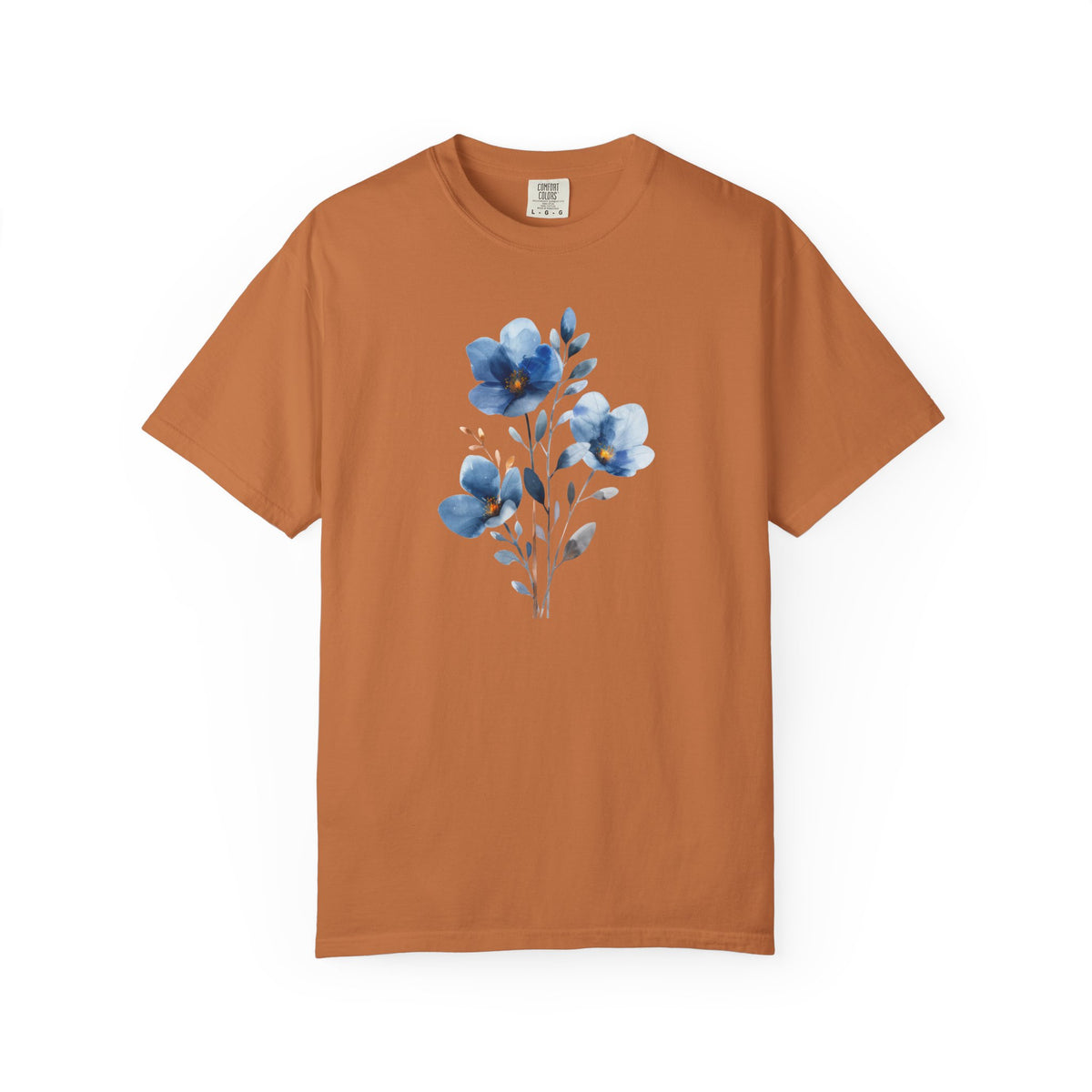 Floral Blue Watercolor Graphic T-Shirt