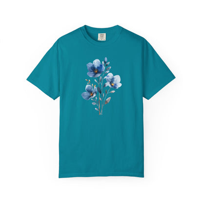 Floral Blue Watercolor Graphic T-Shirt