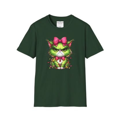 Grumpy Christmas Cat with Bow T-Shirt