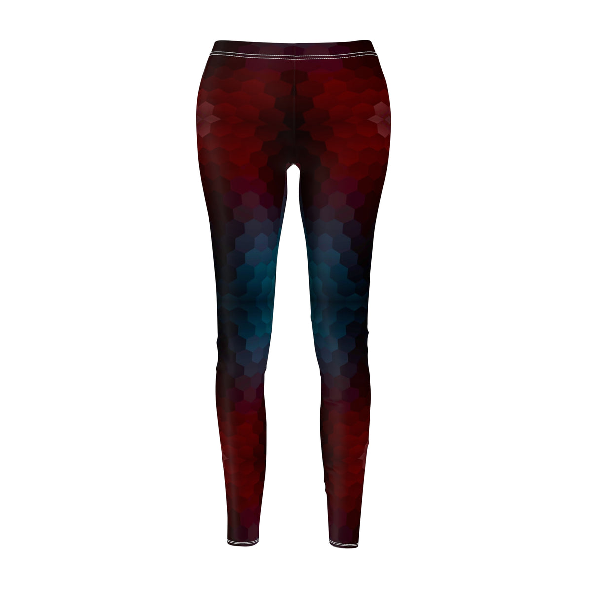 Women's Dark Red and Teal Abstract Leggings
