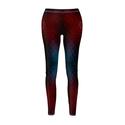 Women's Dark Red and Teal Abstract Leggings