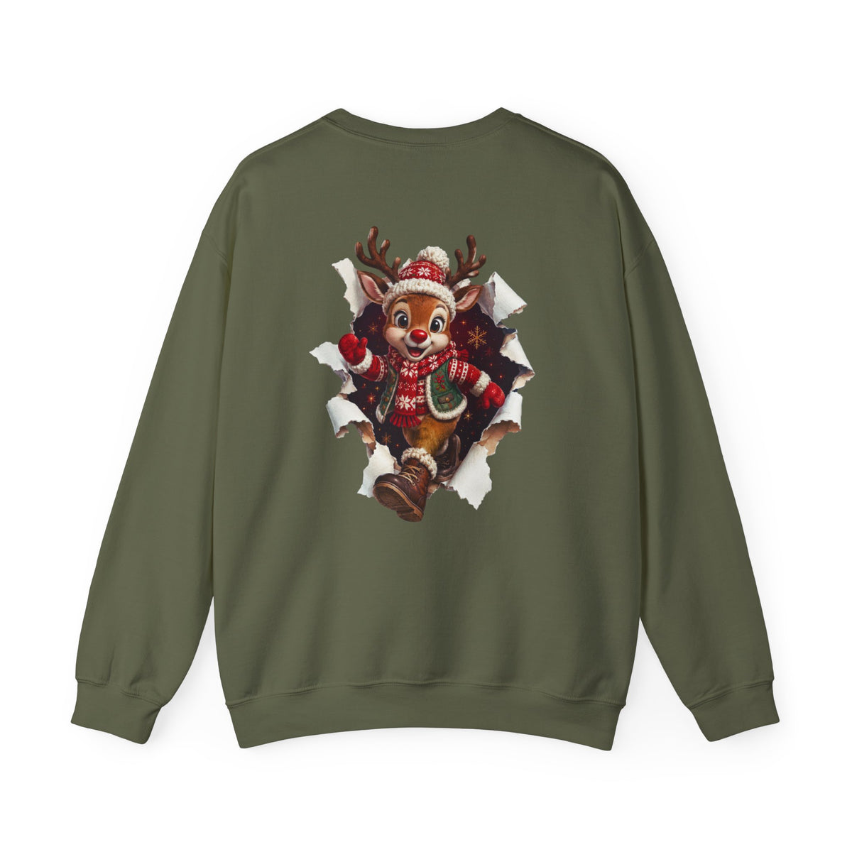Christmas Reindeer Crewneck Sweatshirt — Cute Vintage Holiday Deer Design