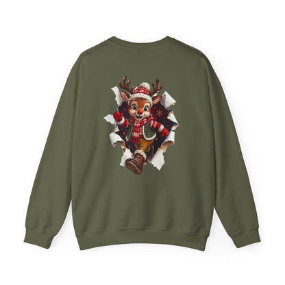 Christmas Reindeer Crewneck Sweatshirt — Cute Vintage Holiday Deer Design