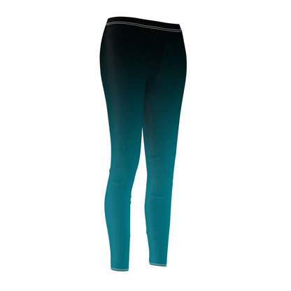 Turquoise Blue To Black Ombre Leggings