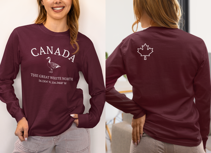 Canada The Great White North Goose & Coordinates Long Sleeve Tee