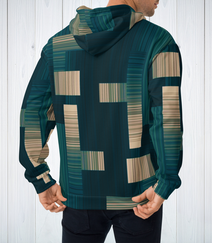 Teal And Beige Block Hoodie