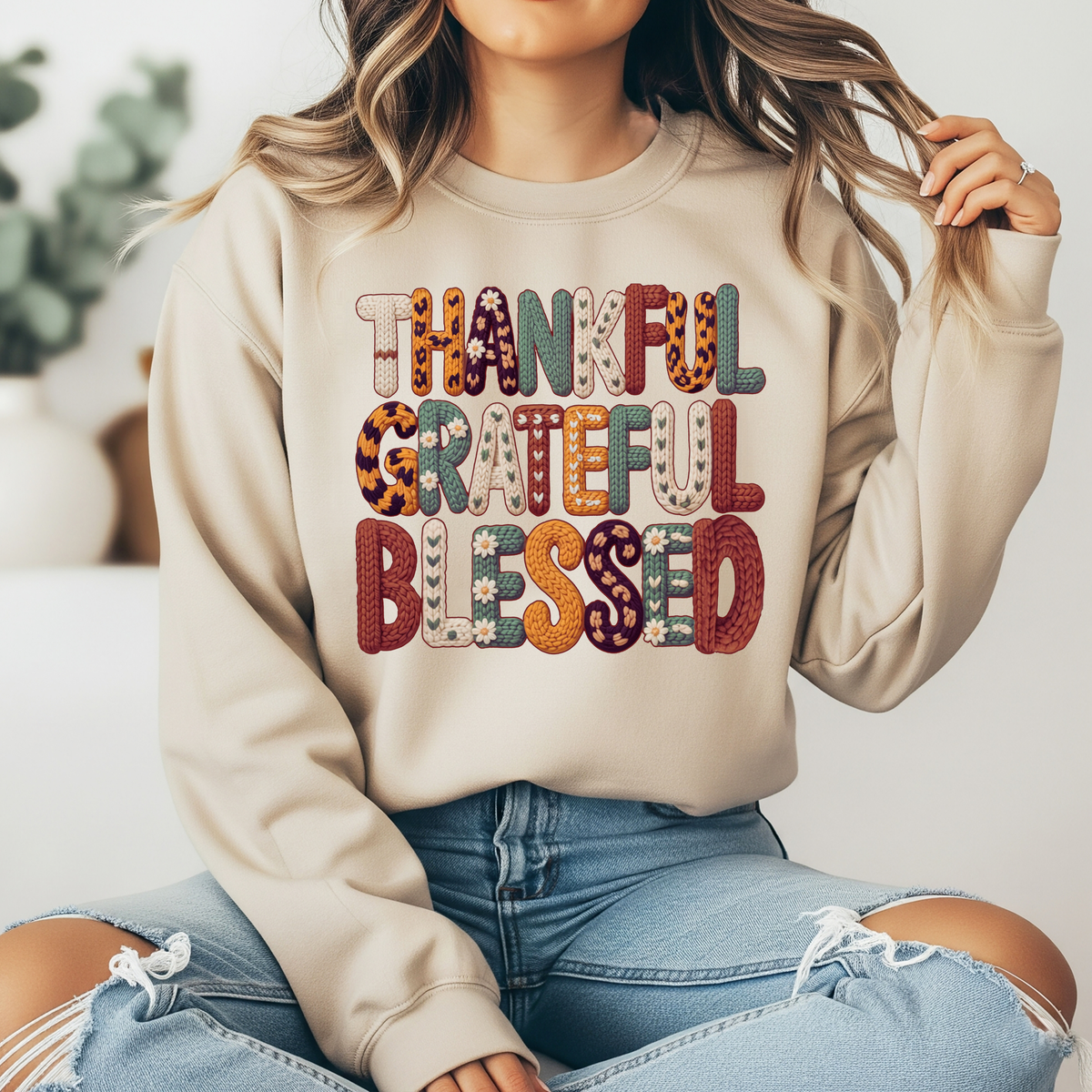 Thankful Grateful Blessed Crewneck Sweatshirt