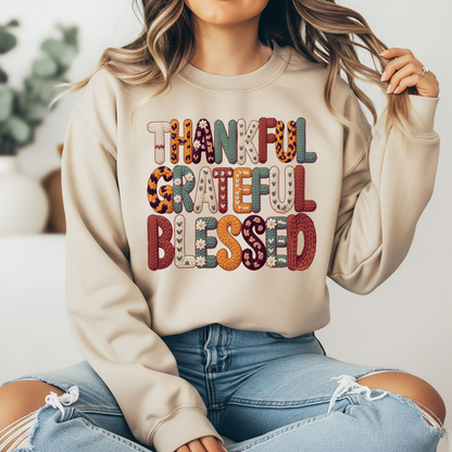 Thankful Grateful Blessed Crewneck Sweatshirt