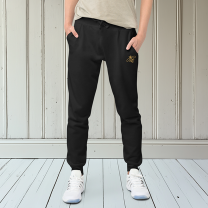 Gold Embroidered Bumble Bee Unisex Fleece Sweatpants