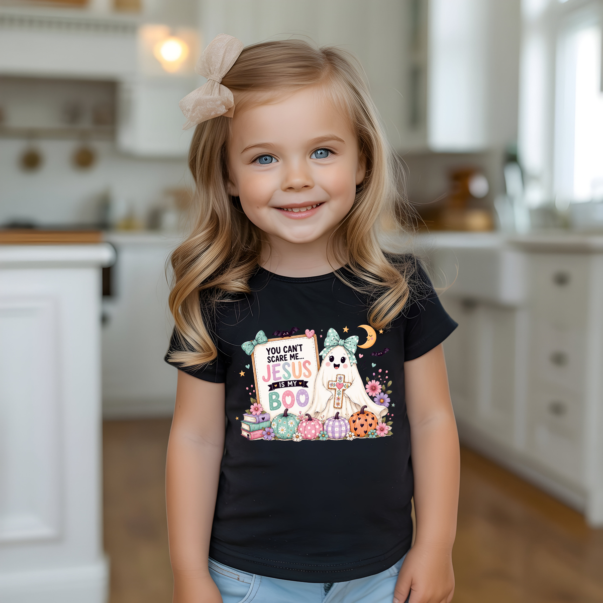Ghost Halloween Shirt “You Can’t Scare Me, Jesus Is My Boo” Kids T-Shirt