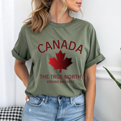 Canada The True North, Strong and Free Maple Leaf T-Shirt