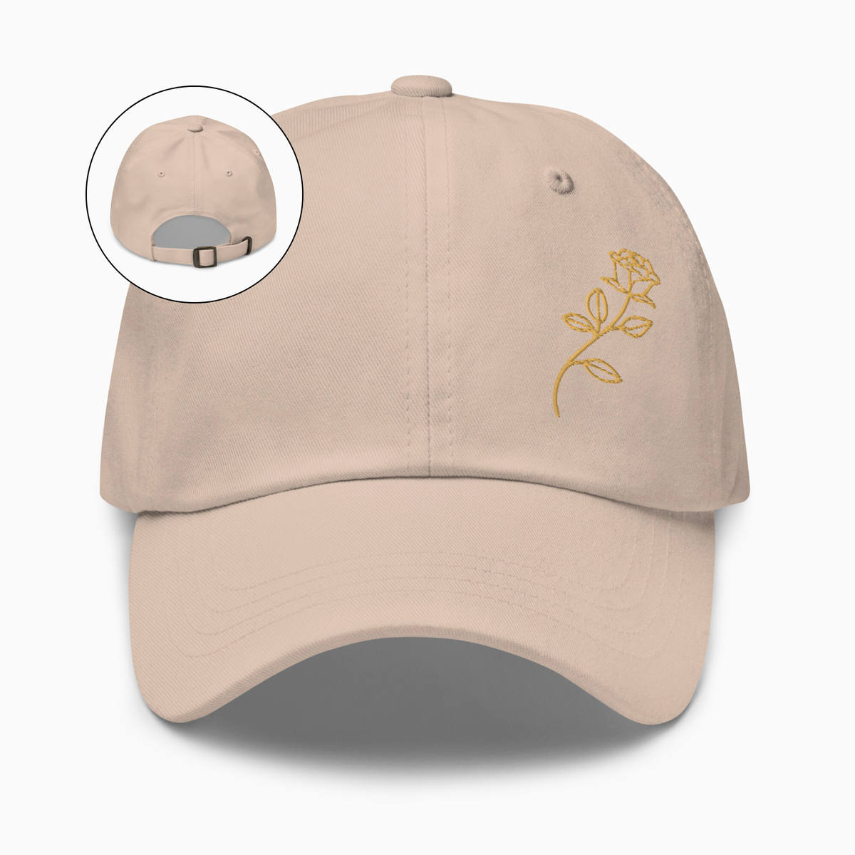 Embroidered Golden Rose Dad Hat