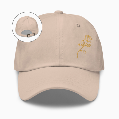Embroidered Golden Rose Dad Hat