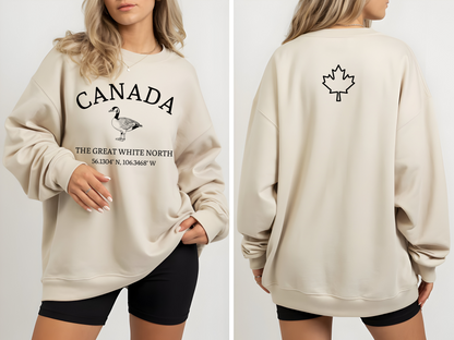 Canada The Great White North Goose & Maple Leaf Crewneck Sweatshirt
