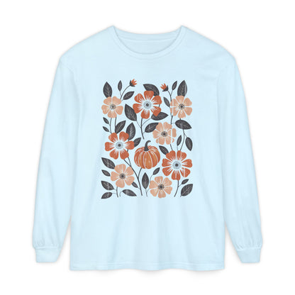 Botanical Floral Pumpkin Long Sleeve T-Shirt
