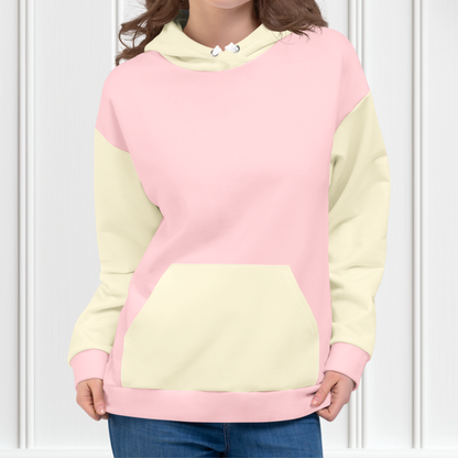 Pastel Pink And Beige Color Block Women's Hoodie