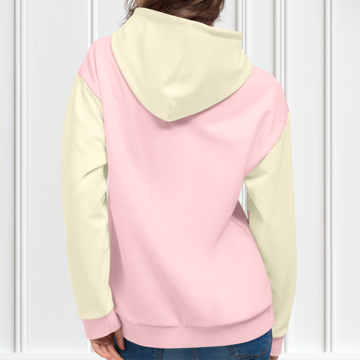 Pastel Pink And Beige Color Block Women's Hoodie