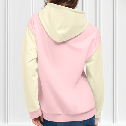Pastel Pink And Beige Color Block Women's Hoodie