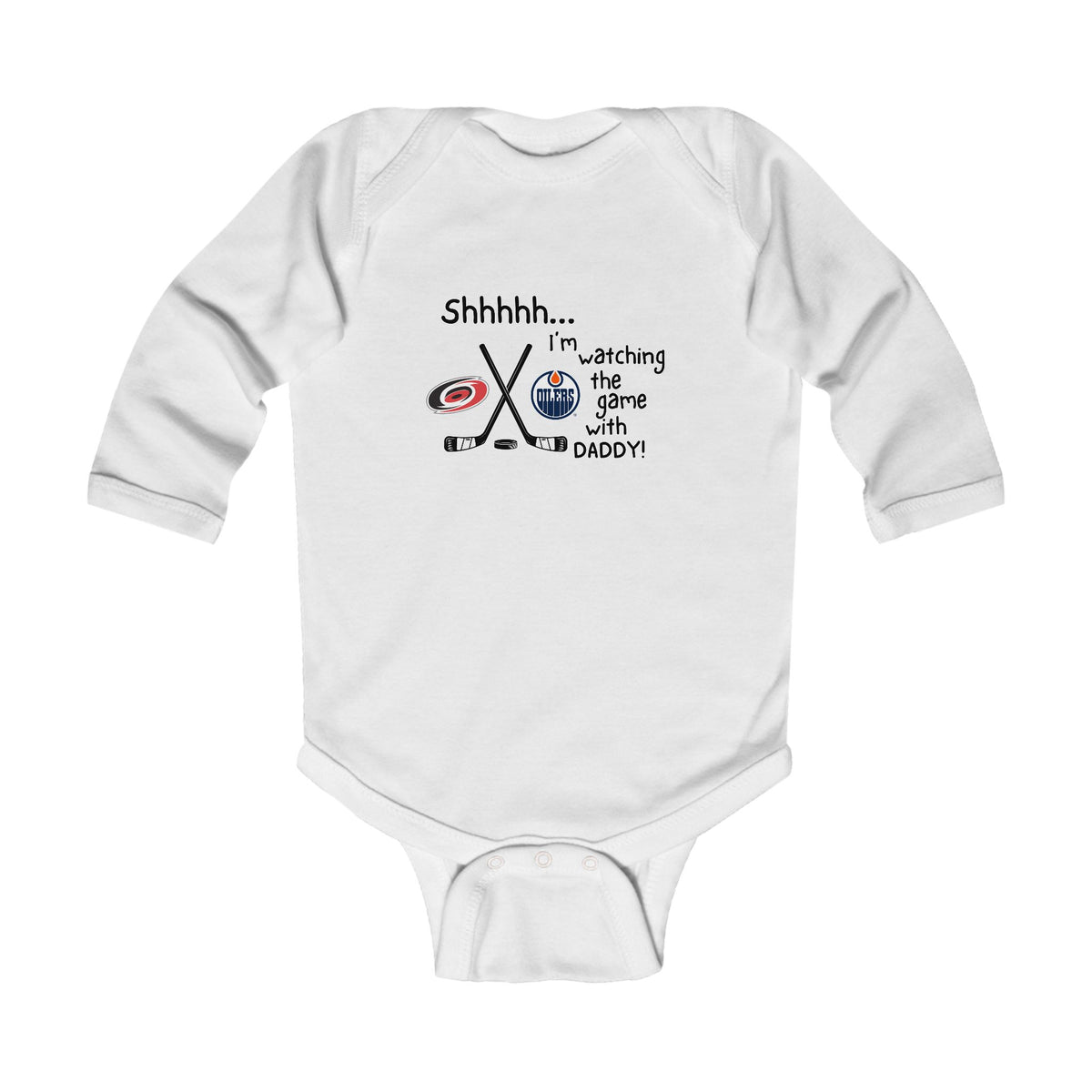 Customizable Shhh... I’m Watching the Game With DaddyHockey Infant Long Sleeve Onesie