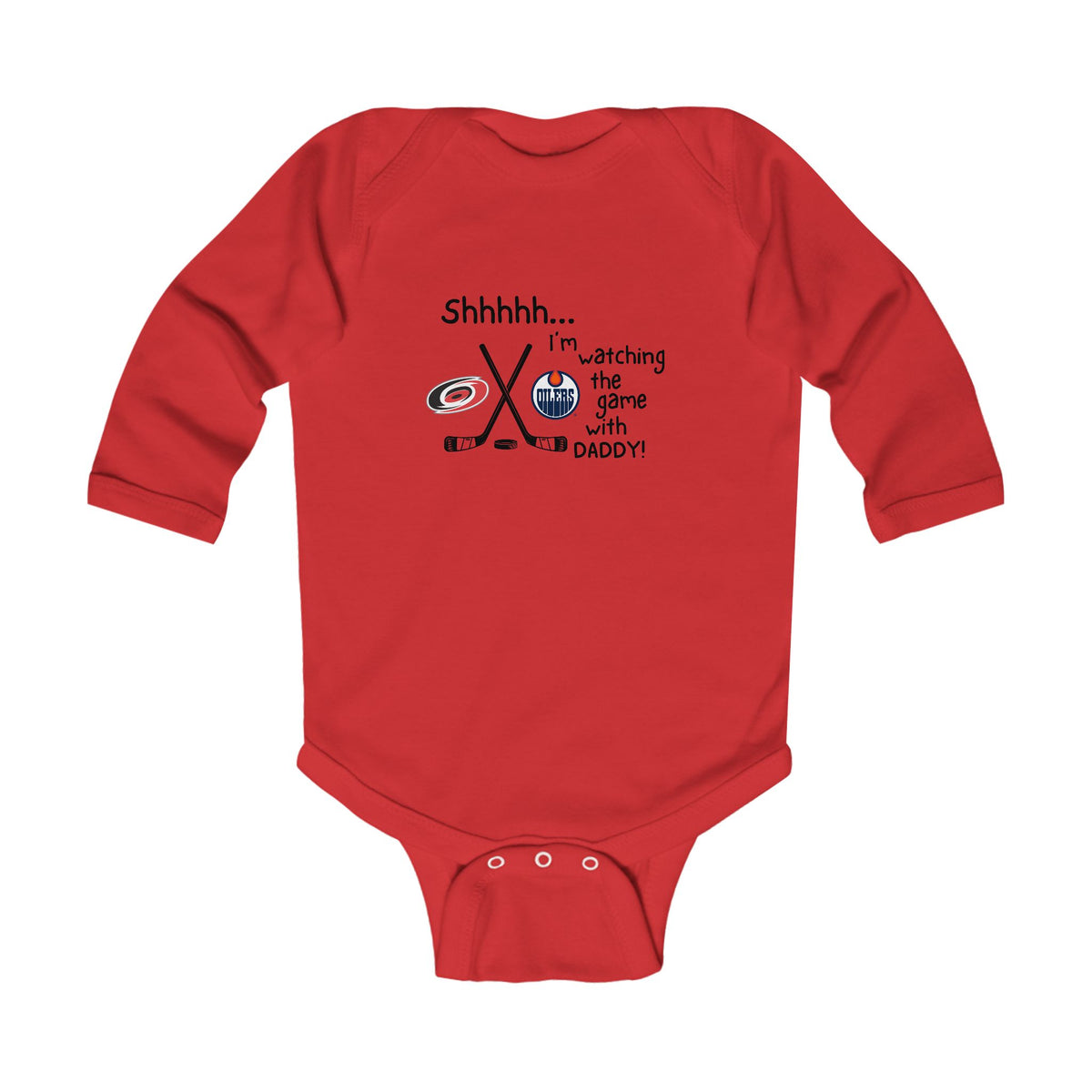 Customizable Shhh... I’m Watching the Game With DaddyHockey Infant Long Sleeve Onesie