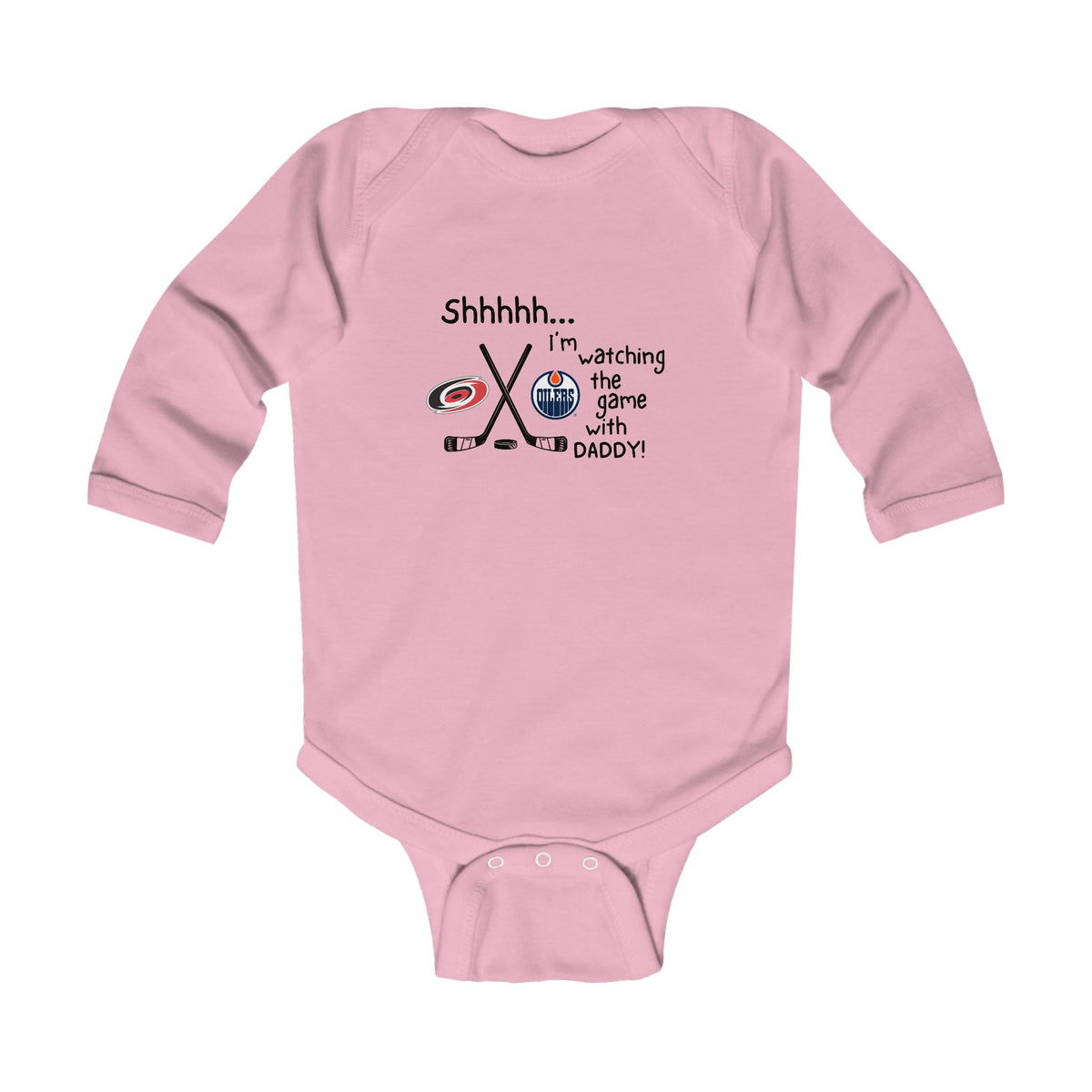Customizable Shhh... I’m Watching the Game With DaddyHockey Infant Long Sleeve Onesie