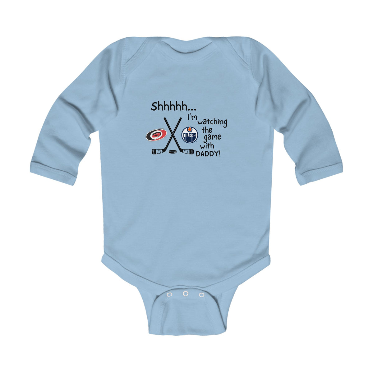 Customizable Shhh... I’m Watching the Game With DaddyHockey Infant Long Sleeve Onesie
