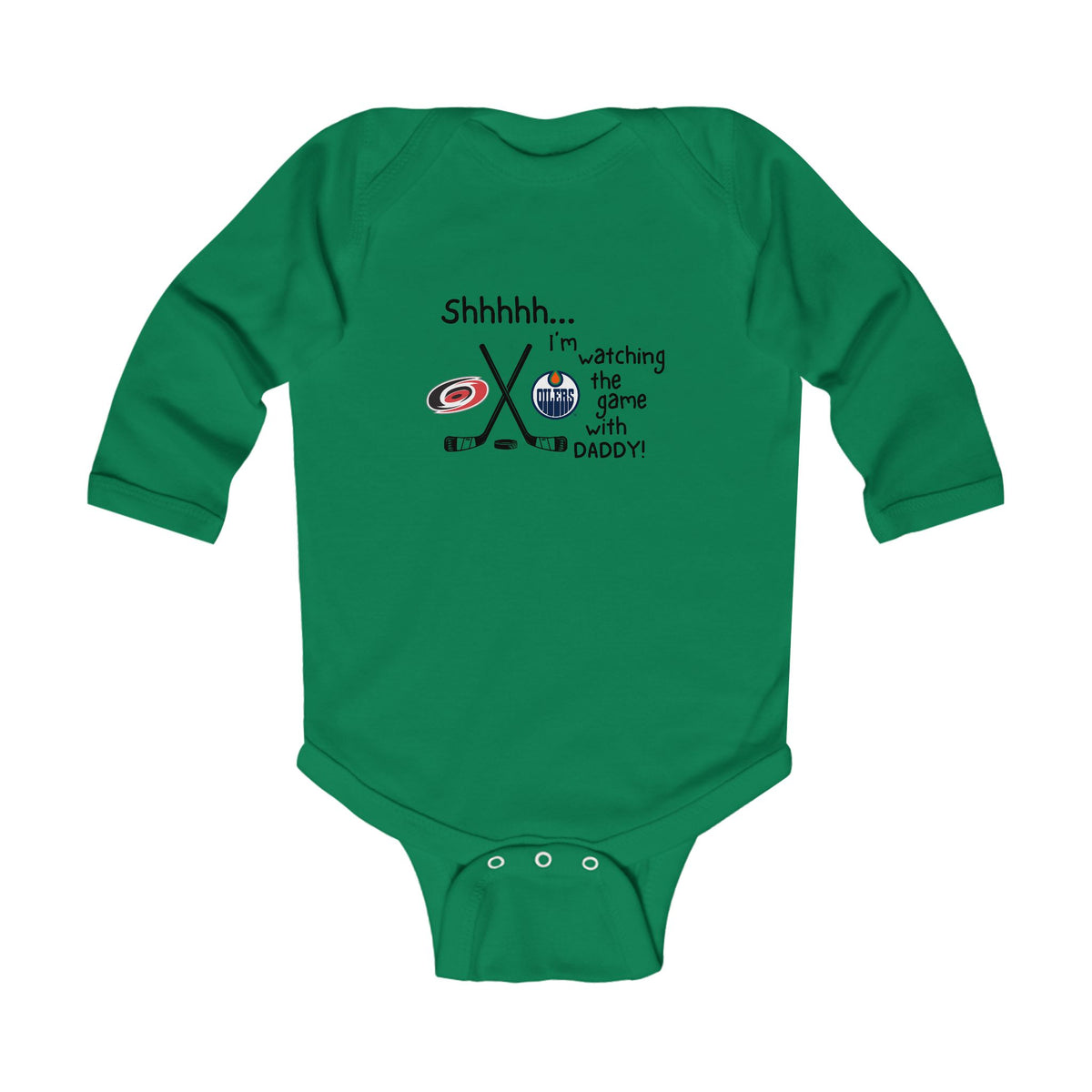 Customizable Shhh... I’m Watching the Game With DaddyHockey Infant Long Sleeve Onesie