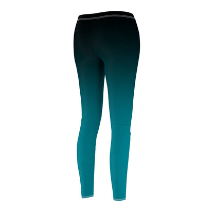 Turquoise Blue To Black Ombre Leggings
