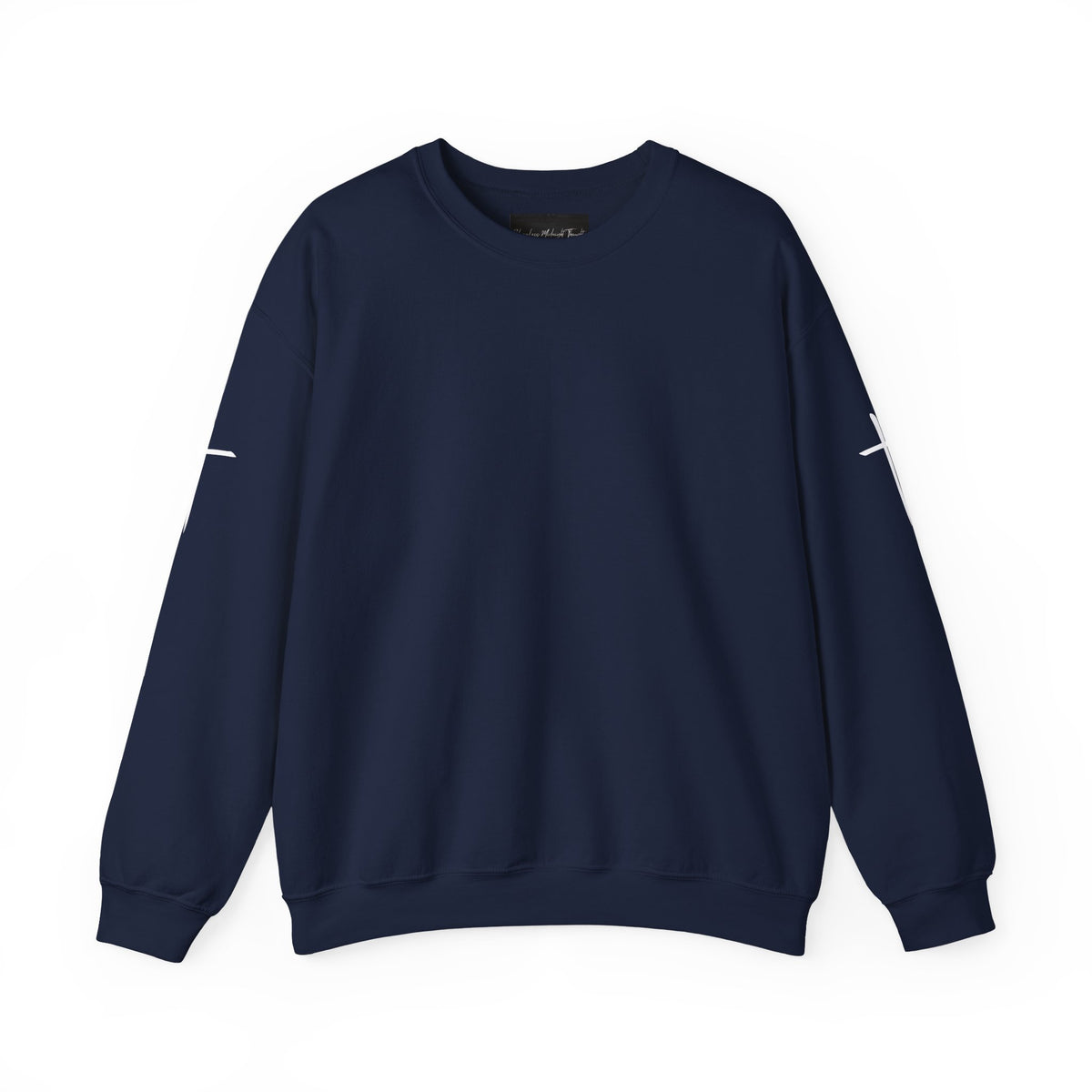 Crewneck Sweatshirt — Minimal Cross Sleeve Design