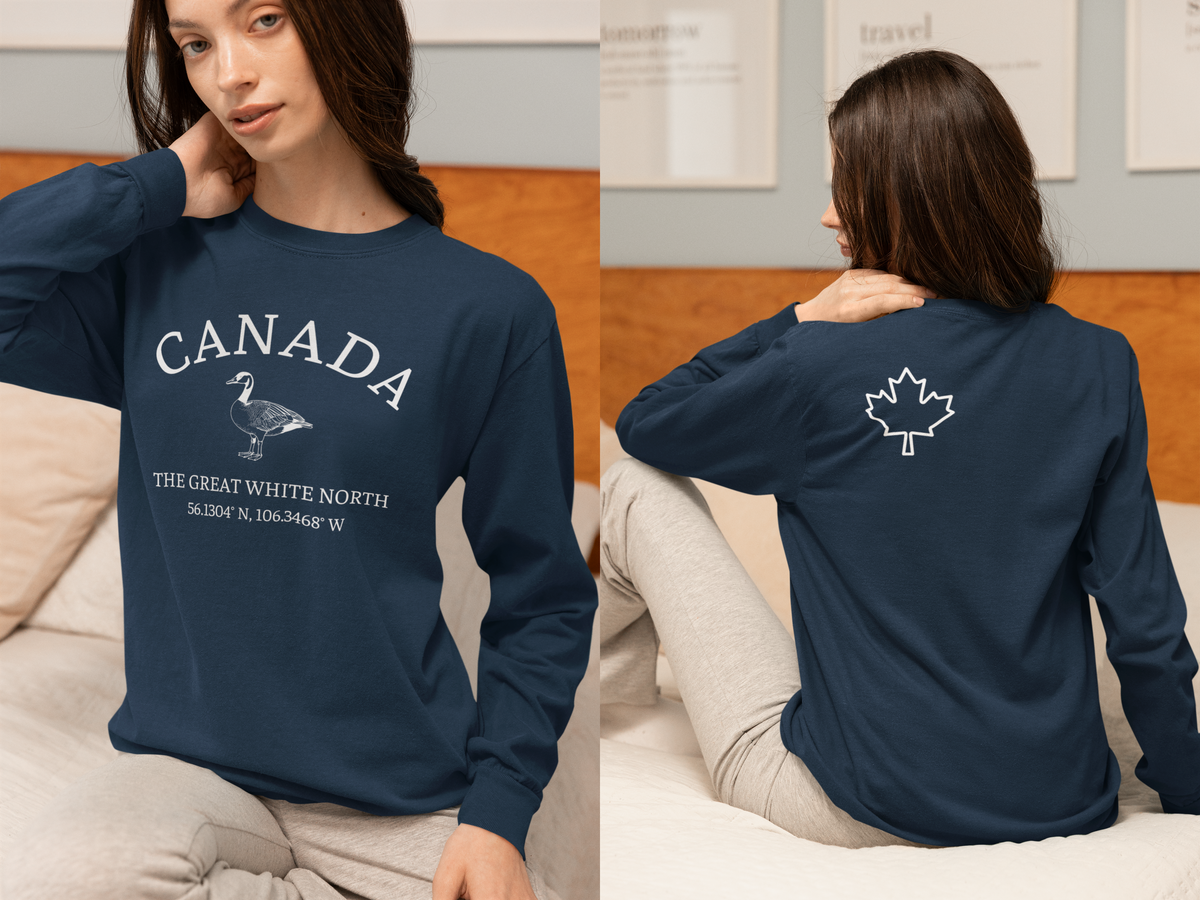 Canada The Great White North Goose & Coordinates Long Sleeve Tee