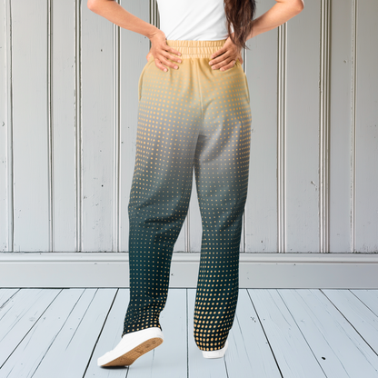 Orange And Grey Ombre With Polka Dots Wide-Leg Joggers