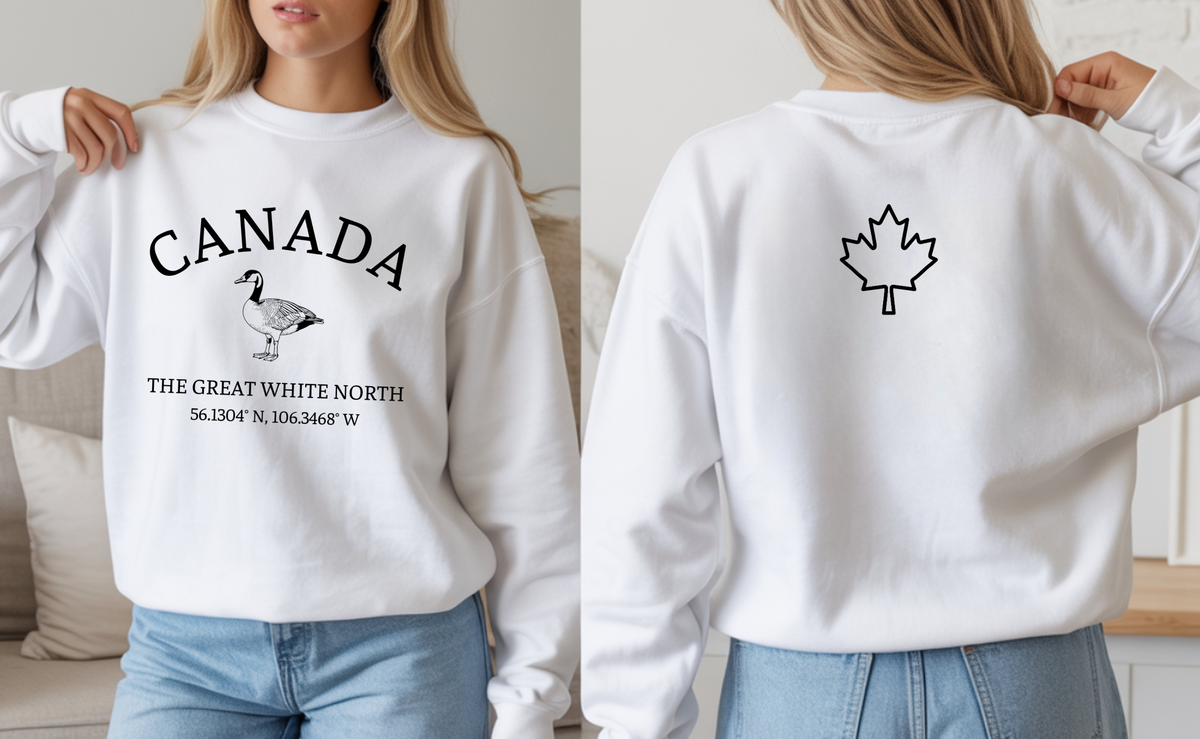 Canada The Great White North Goose & Maple Leaf Crewneck Sweatshirt
