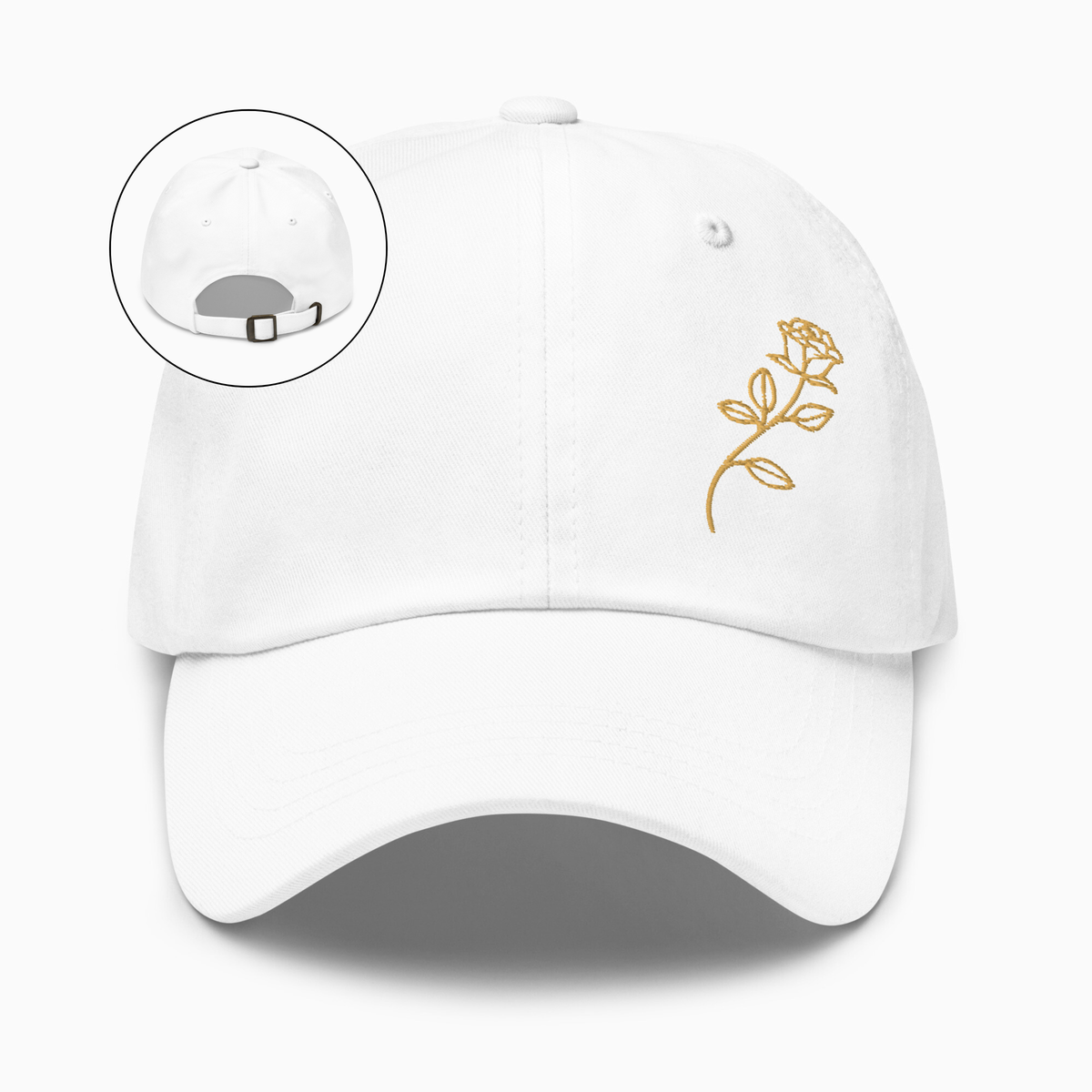 Embroidered Golden Rose Dad Hat