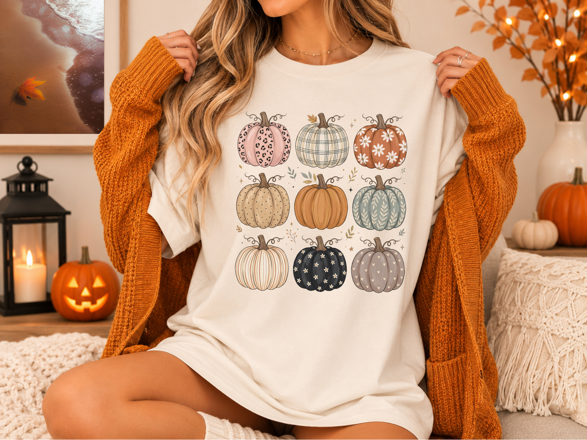 Autumn Patchwork Pumpkins T-Shirt
