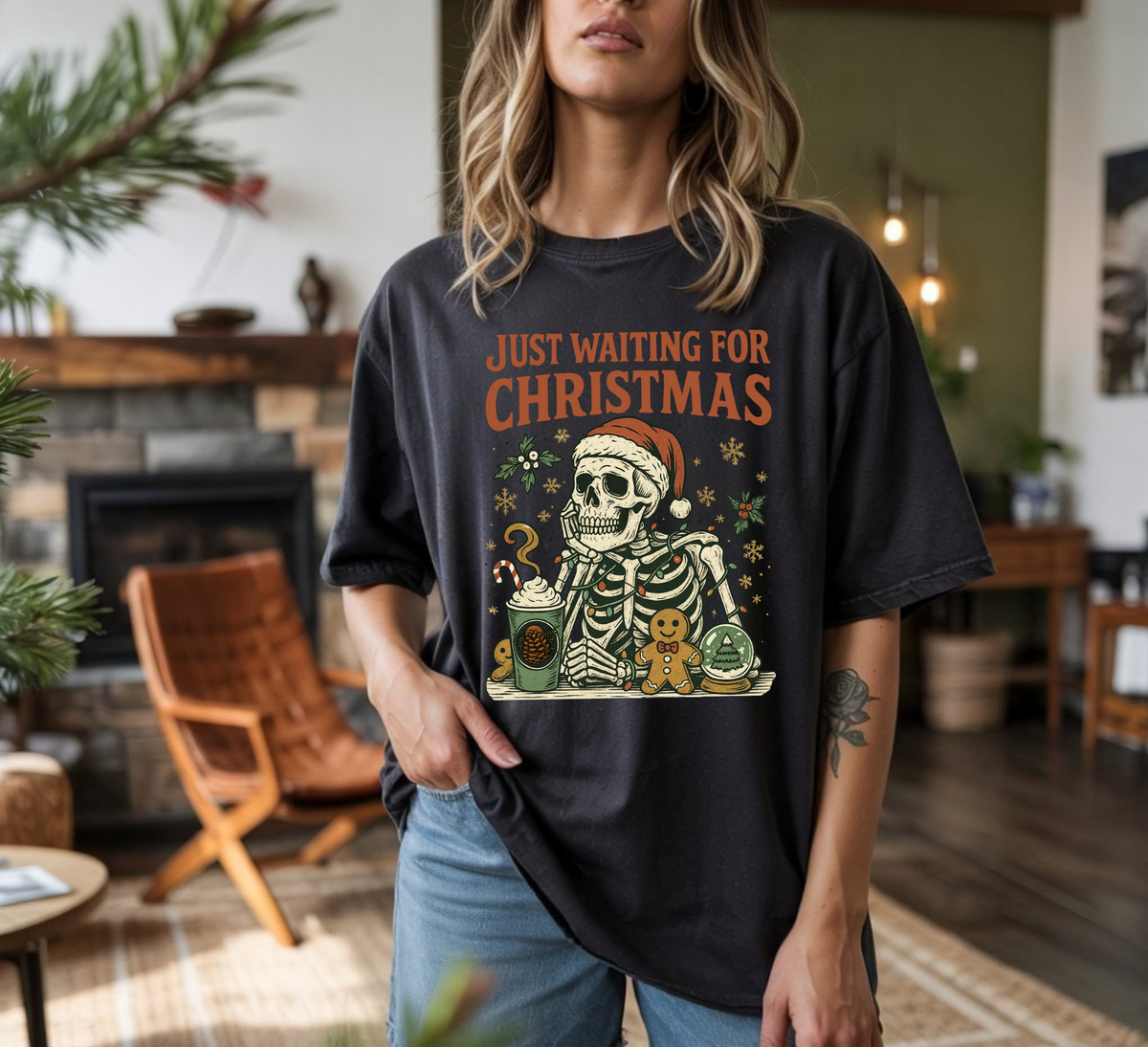 Just Waiting for Christmas Holiday Tee