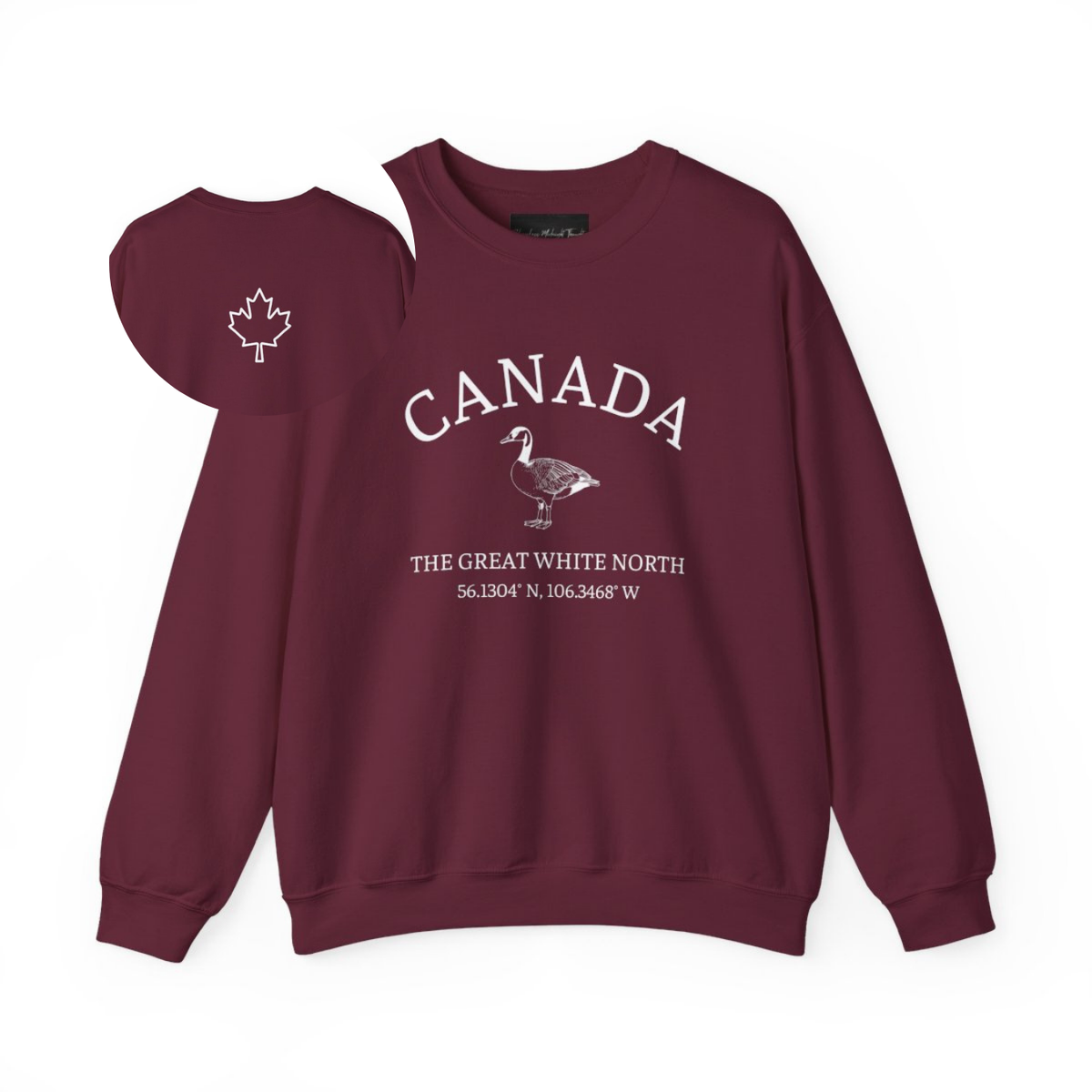 Canada The Great White North Goose & Maple Leaf Crewneck Sweatshirt