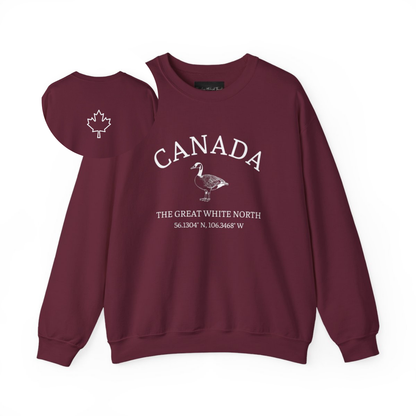Canada The Great White North Goose & Maple Leaf Crewneck Sweatshirt