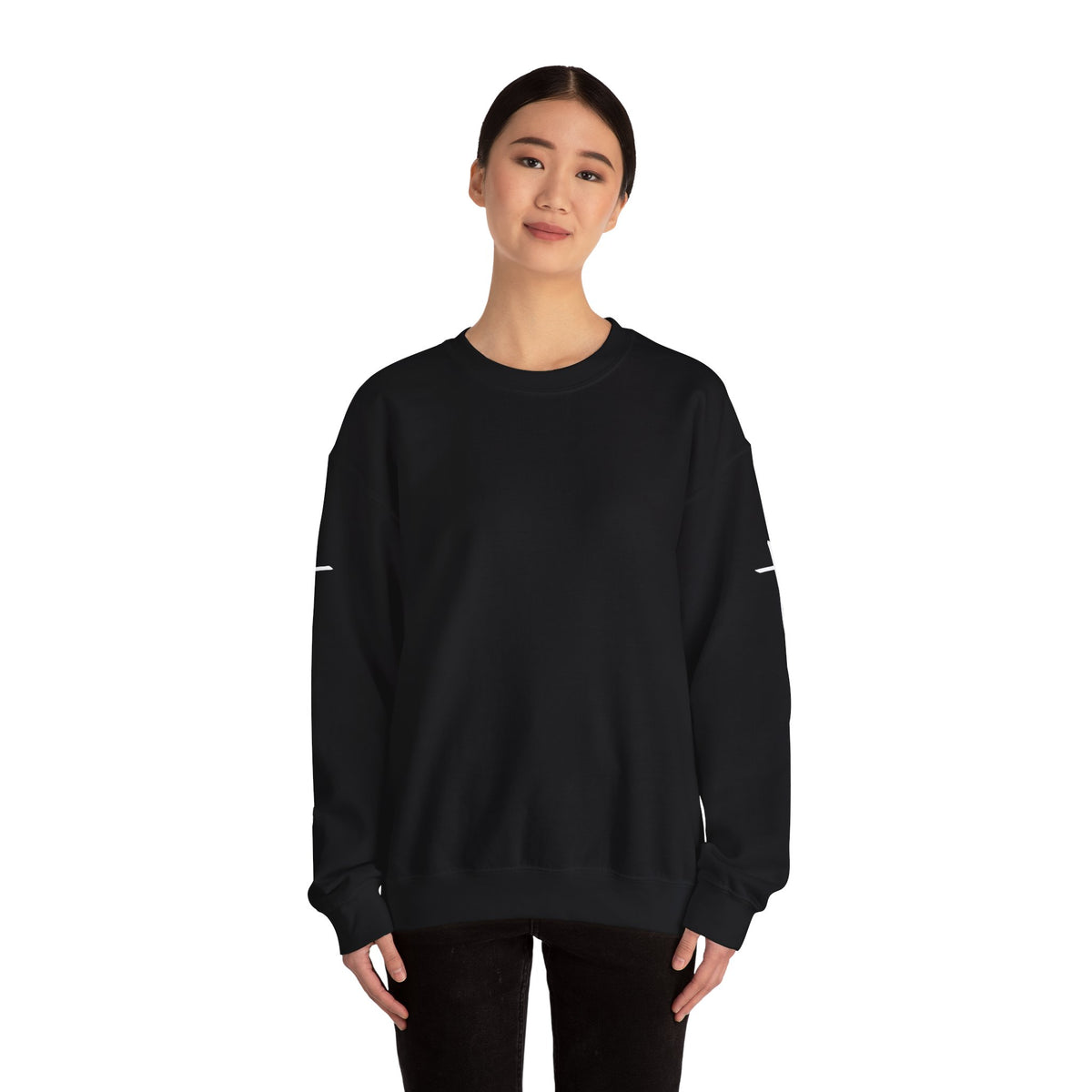 Crewneck Sweatshirt — Minimal Cross Sleeve Design