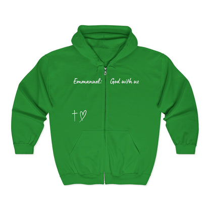 Emmanuel: God With Us Zip Hoodie — Christian Faith Full-Zip Sweatshirt