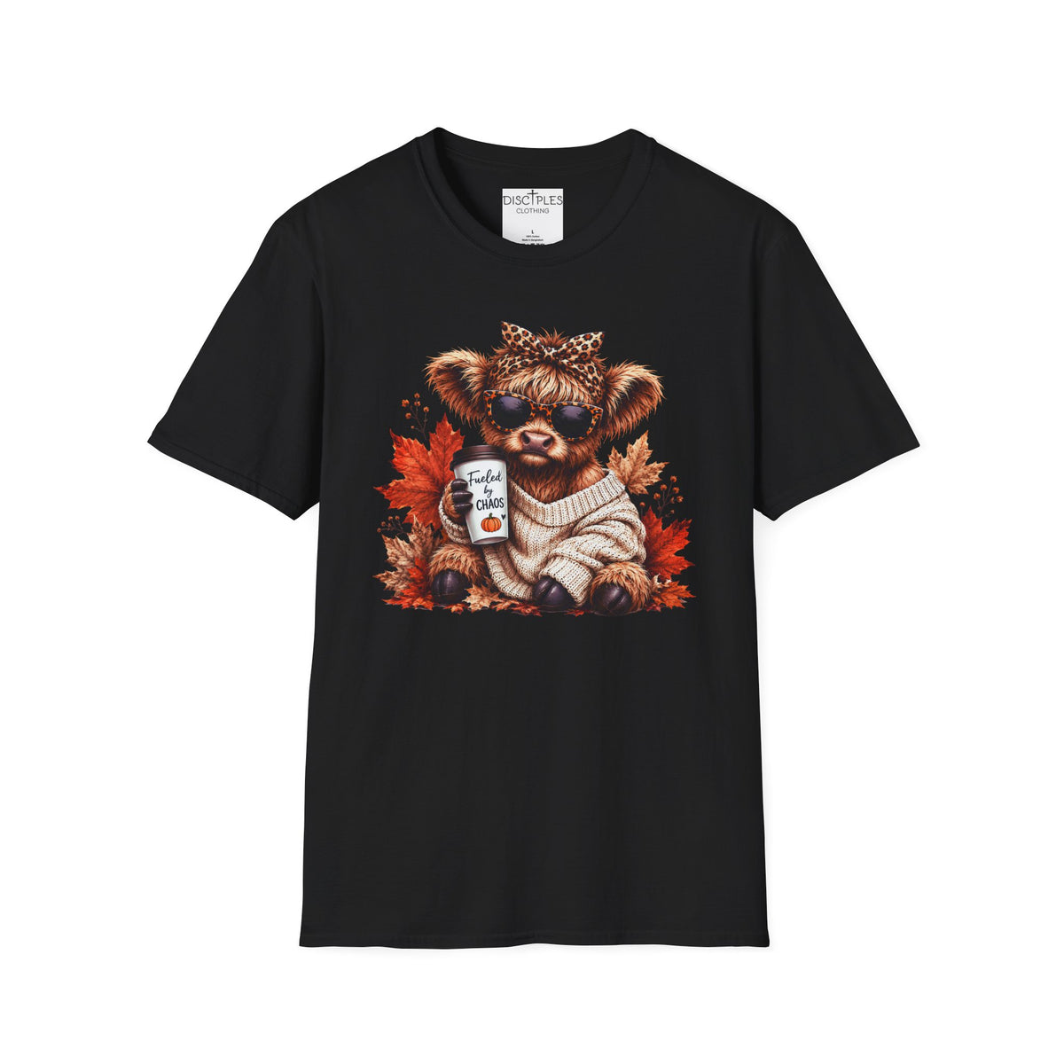 Fueled By Chaos Cow Cozy Autumn Graphic Tee