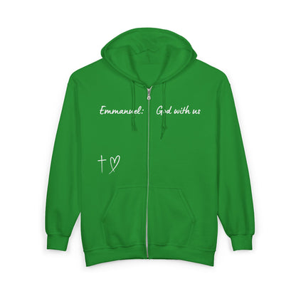 Emmanuel: God With Us Zip Hoodie — Christian Faith Full-Zip Sweatshirt