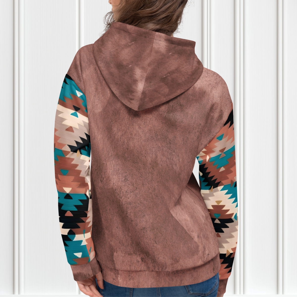 Brown Aztec Color Block Unisex Hoodie