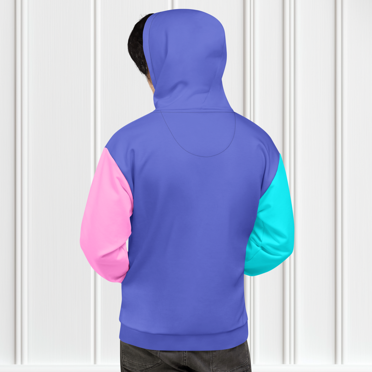 Purple, Pink And Blue Color Block Hoodie